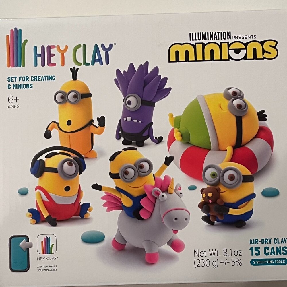 HEY CLAY Despicable Me Minions Air Dry Modeling Clay Set 15 Cans & Tools 💗 NEW